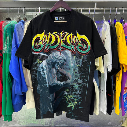 Godspeed T-shirts Biochemical Skull Poppy Print Cotton Casual Short Sleeve Men and Women