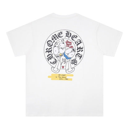 Chrome Heart T Shirts Crowe Cartoon Comic Print Short Sleeve