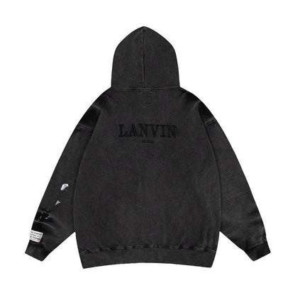 Gallery Dept Hoodie Loose Casual Cardigan Distressed Hoodie