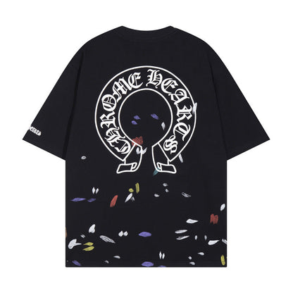 Chrome Heart T Shirts Croix Cross Sanskrit Embroidery Versatile Casual Loose