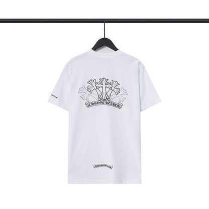 Chrome Heart T Shirts Sanskrit Color Printing Loose Casual Crew Neck Short Sleeve T-Shirt