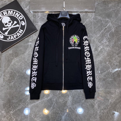 Chrome Heart Hoodie Color Sanskrit Cross Print Casual Hooded Sweater