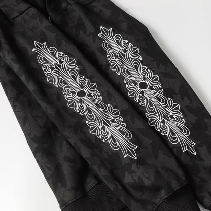 Chrome Heart Hoodie Loren Dark Pattern Ten Raven Hoof Fan Loose Jacket