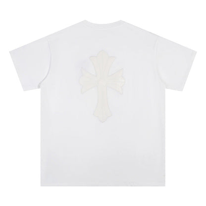 Chrome Heart T Shirts Croix Cross Color Embroidery Printed Short Sleeve T-Shirt Loose