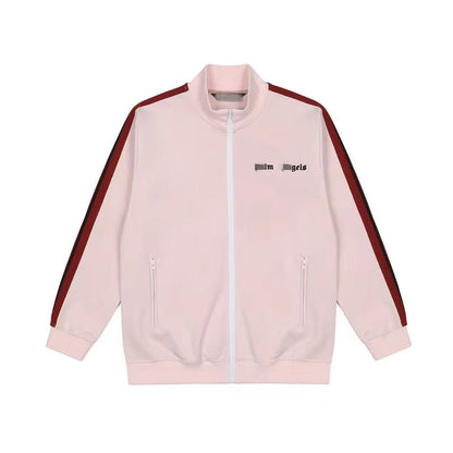Palm Angle Sweatshirt Palm Angels Black and White Striped Stand Collar Jacket Men and Women Loose Sports