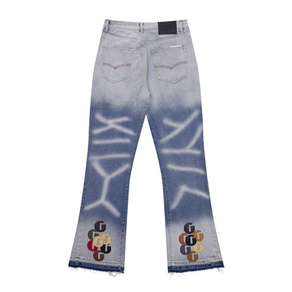 Gallery Dept Jeans leather label embroidery water ripple gradual change wash jeans