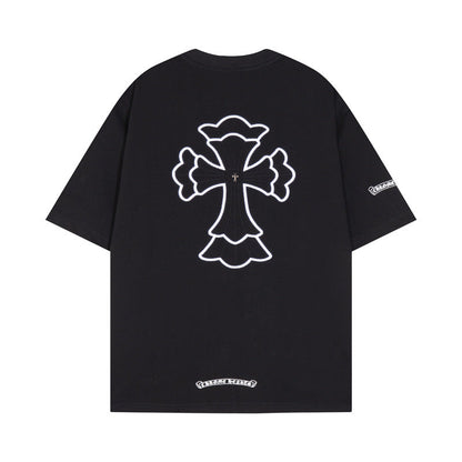 Chrome Heart T Shirts Cross Print Short Sleeve T-Shirt Loose