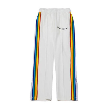Palm Angle Pants Palm Angels Rainbow Striped Pants Men's and Women's Casual Trousers Loose