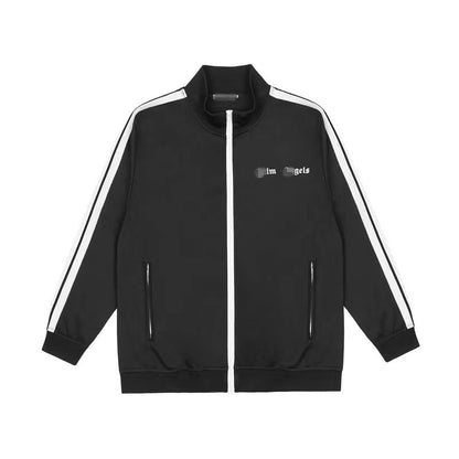 Palm Angle Sweatshirt Palm Angels Black and White Striped Stand Collar Jacket Men and Women Loose Sports
